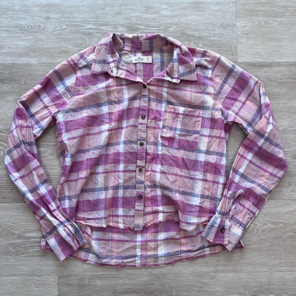 Hollister Plaid Button Up Shirt Women's-Size S